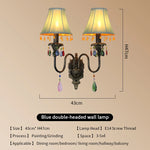 lampe murale classique fer forgé tissu rouge vert bleu marron