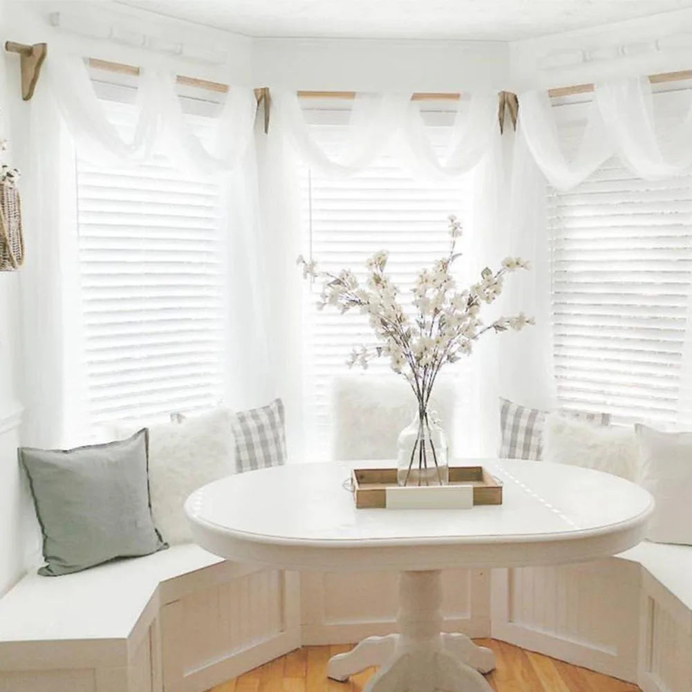rideau blanc translucide moderne anneaux décoration noël salon chambre voile léger coton
