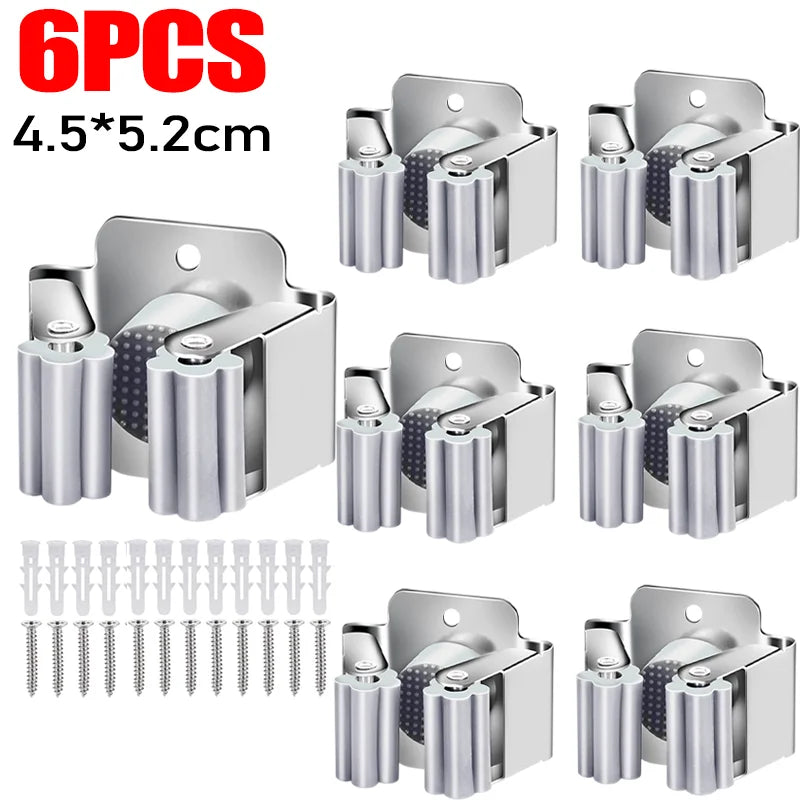 porte balai acier inoxydable support mural salle bain outils nettoyage moderne fixations