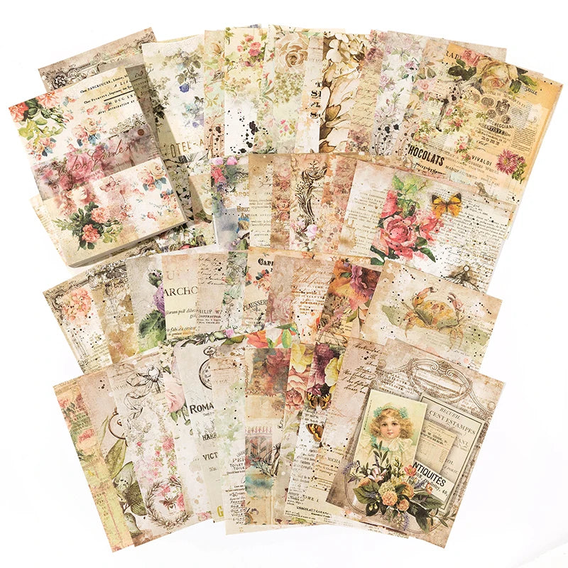papier decoratif vintage fleurs papillons lettrage mariage noel anniversaire romantique beige vert rose bleu