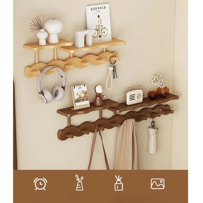 étagère murale crochet bambou marron clair moderne rangement livre vase radio parapluie echangereporteclé