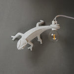 lampe posée lézard blanc texture moderne adhésif ampoule câble électrique chambre coucher lumière led