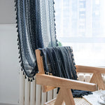 rideau boho chic dentelle transparent noir blanc franges salon chambre