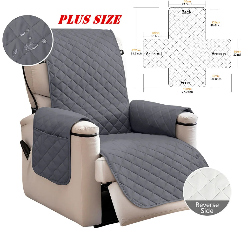housse fauteuil inclinable noir beige quilté moderne boucles métalliques poche polyestère nettoyage sec automne