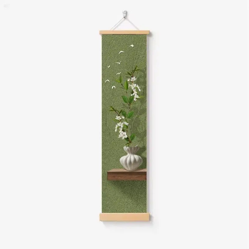 peinture murale impression toile paysage floral artiste minimaliste vert clair rectangle