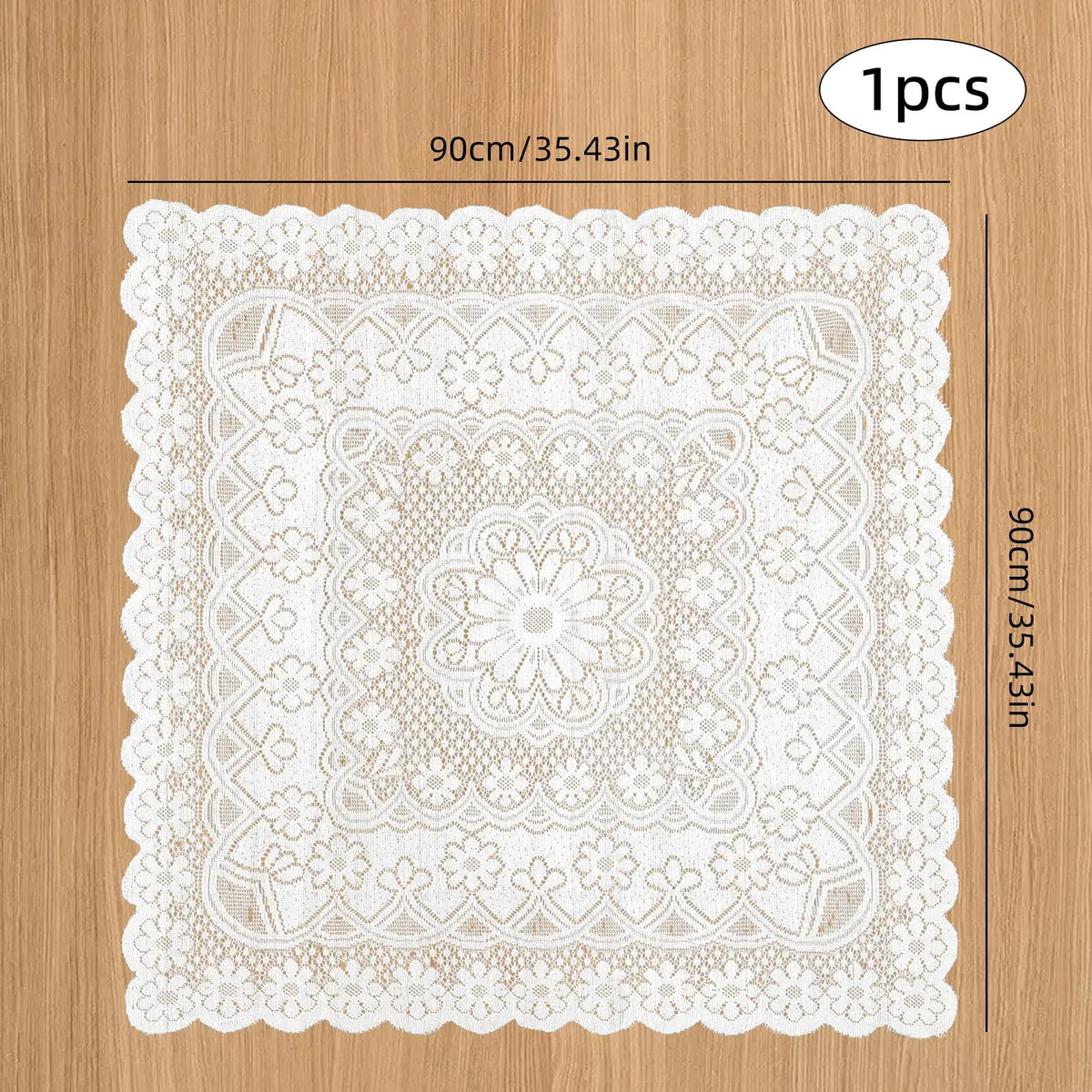 nappe dentelle motif floral vintage shabby chic blanc crème semi transparent table décoration maison