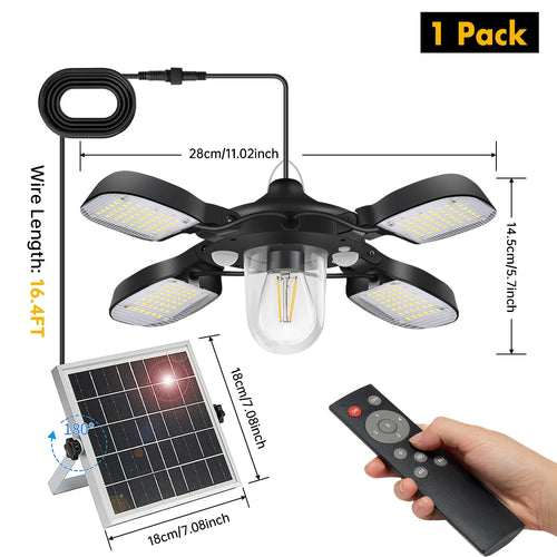 lampe suspendue solaire noir moderne fixation câble 1000lm led télécommande