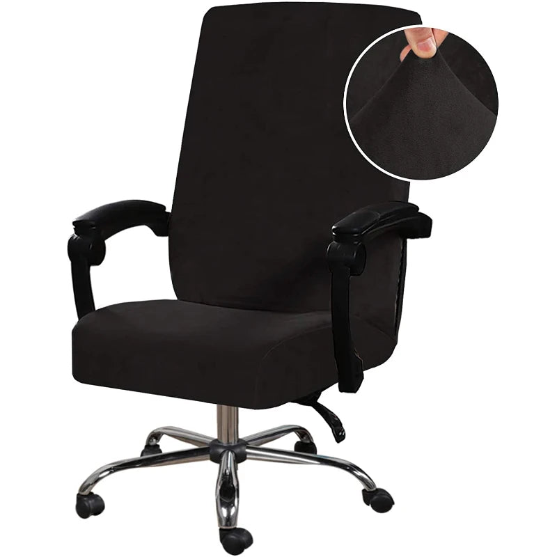 housse chaise velours élasthanne noir moderne élastique zip ajusté 45 60cm