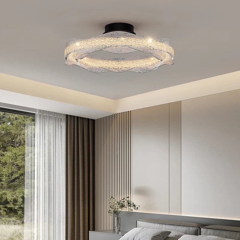 ventilateur moderne blanc noir transparent motifs décoratifs fixations crochets led télécommande