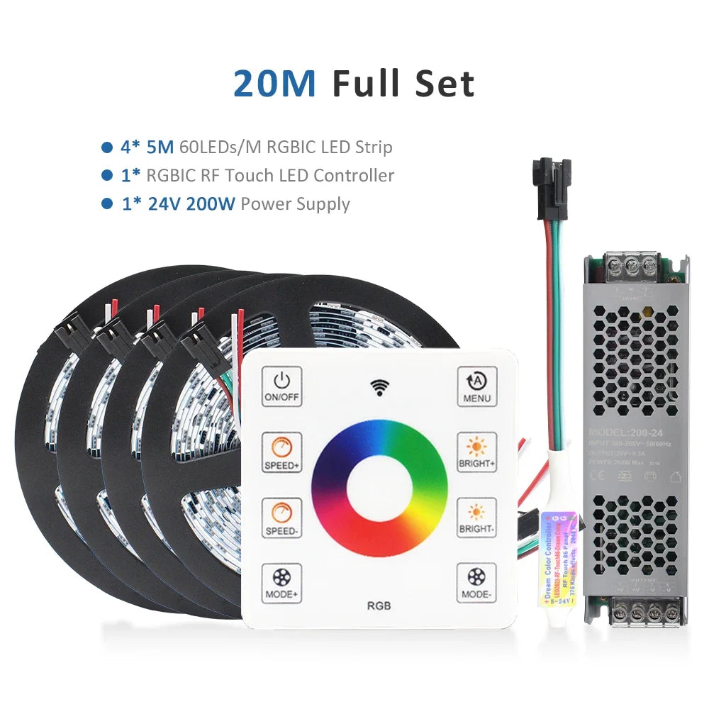 Ruban led 60 diodes rgb adhésif contrôle rf moderne chevaux multicolore