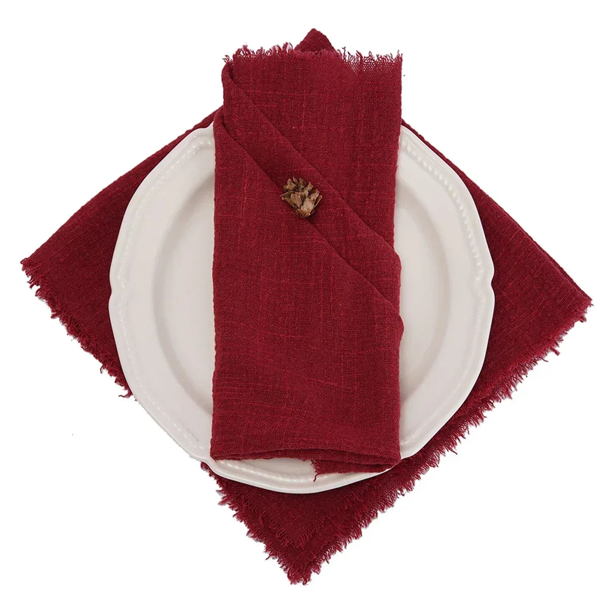 lot serviettes table coton rose franges ruban décorations mariage fête table rustique moderne
