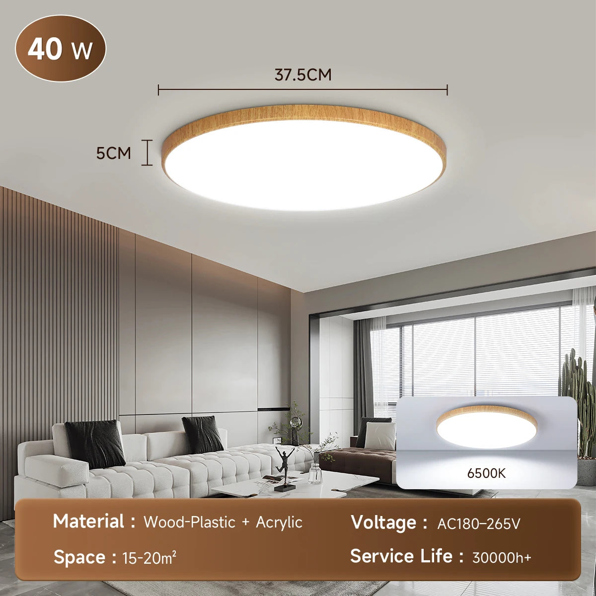 lampe led moderne bois blanc fixée plaque montage câbles