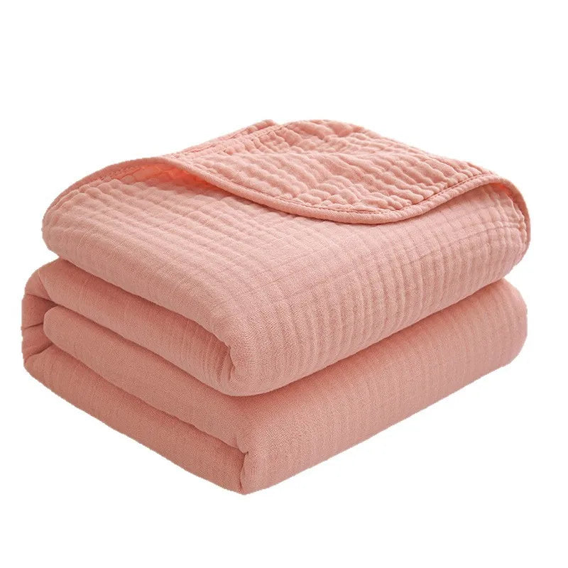 couverture coton japonaise solide moderne plissée portable été rose clair bleu vert jaune