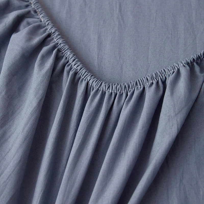 drap housse coton gris uni moderne bande élastique lit simple double grand