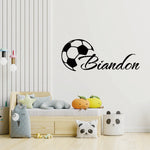 sticker mural personnalisé ballon football texte biandon noir rouge moderne adhésif mur plat verre