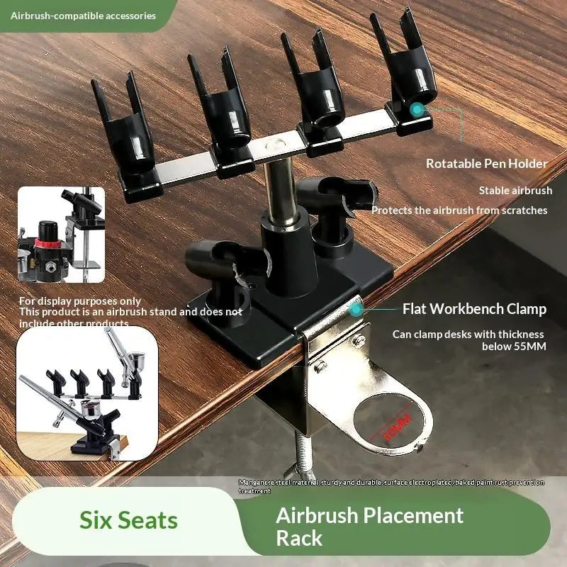 support airbrush six positions noir métal brillant clamp vis utilitaire bricolage maison