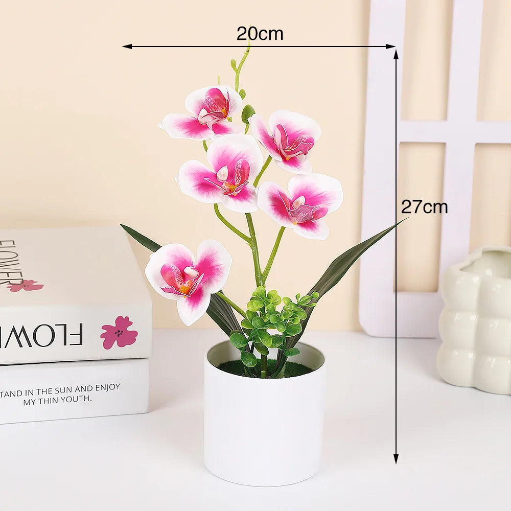 plantes artificielles orchidées rose jaune violet pots blancs modernes décoration intérieure