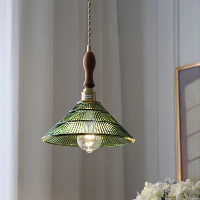 Suspension lumineuse vert rayées ampoule chaîne corde vintage rétro blanc doré