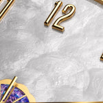 horloge murale moderne décorative aiguille géométrique nacre doré blanc iridescent