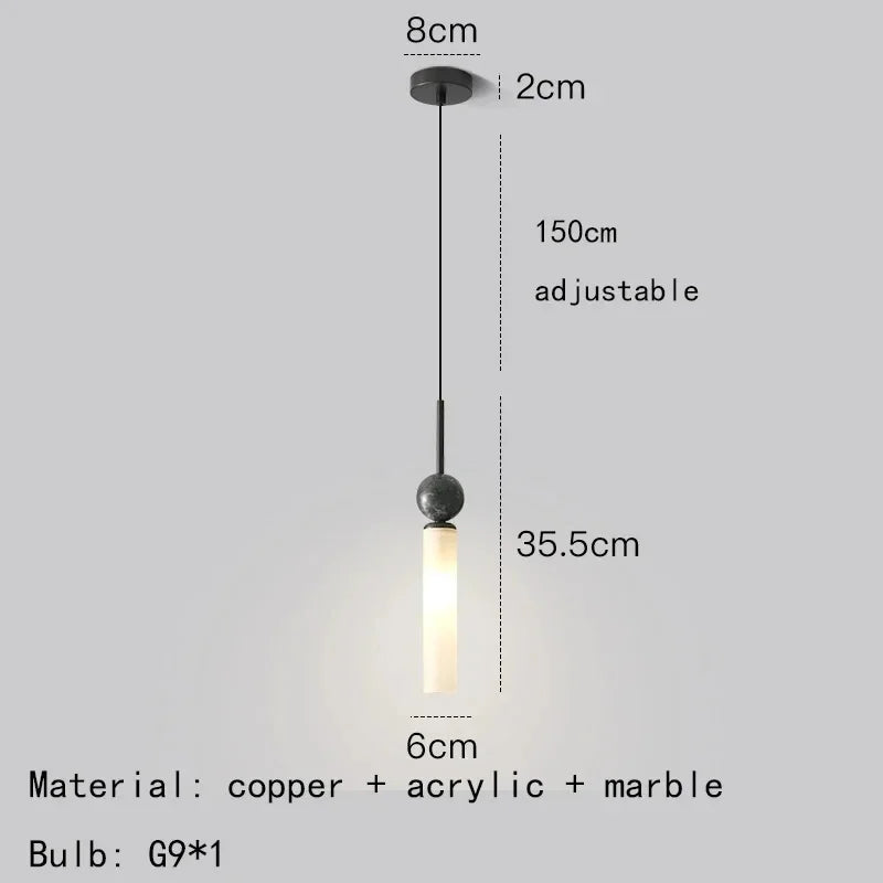lampe suspendue moderne sphère noire tube blanc doré led salon chambre