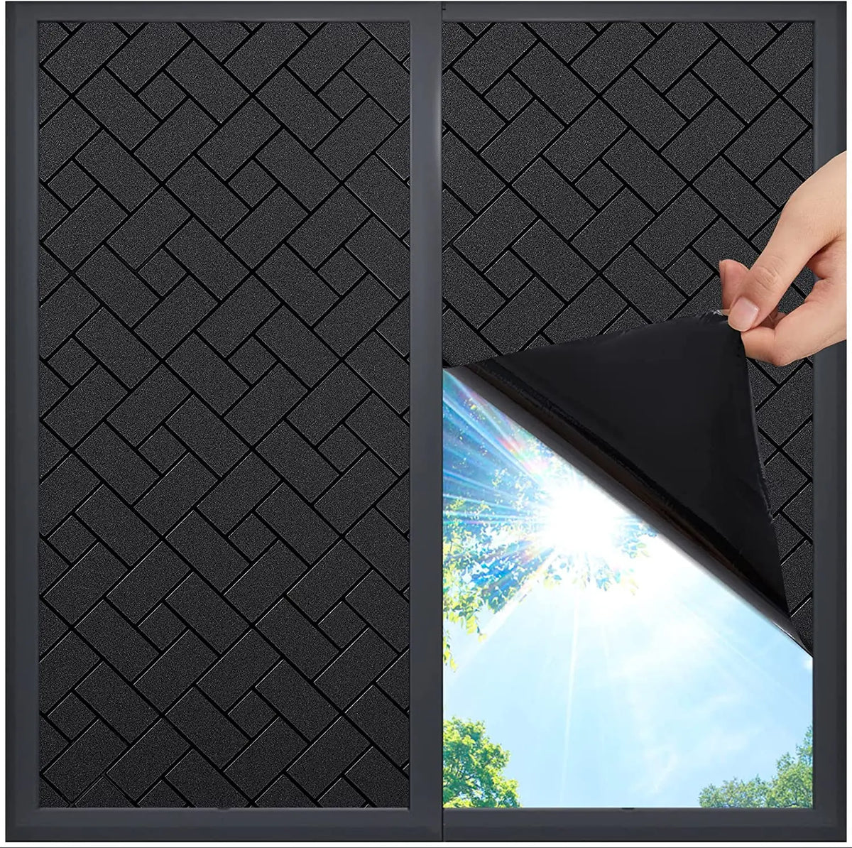 film fenêtre noir opalescent adhésif tissé damier moderne intimité thermique uv protection 30x100 cm