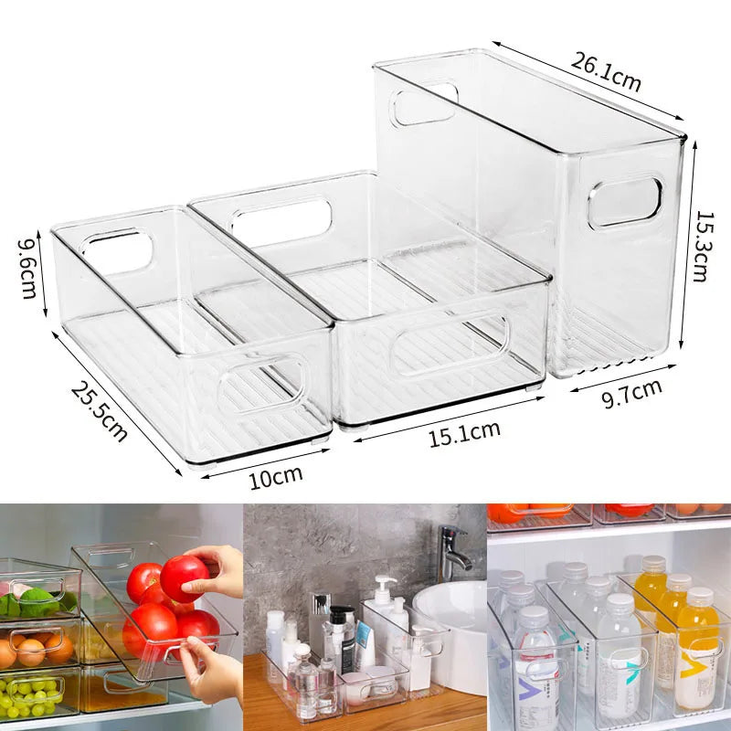 boîtes rangement transparentes moderne poignées crèmes gels lotions fridge organizer