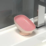 porte savon ventouse moderne récipient savon rainuré opalescent bleu gris rose