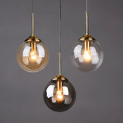 Lustre suspendu moderne LED en verre et métal pour salon et salle à manger - Suspension nordique
