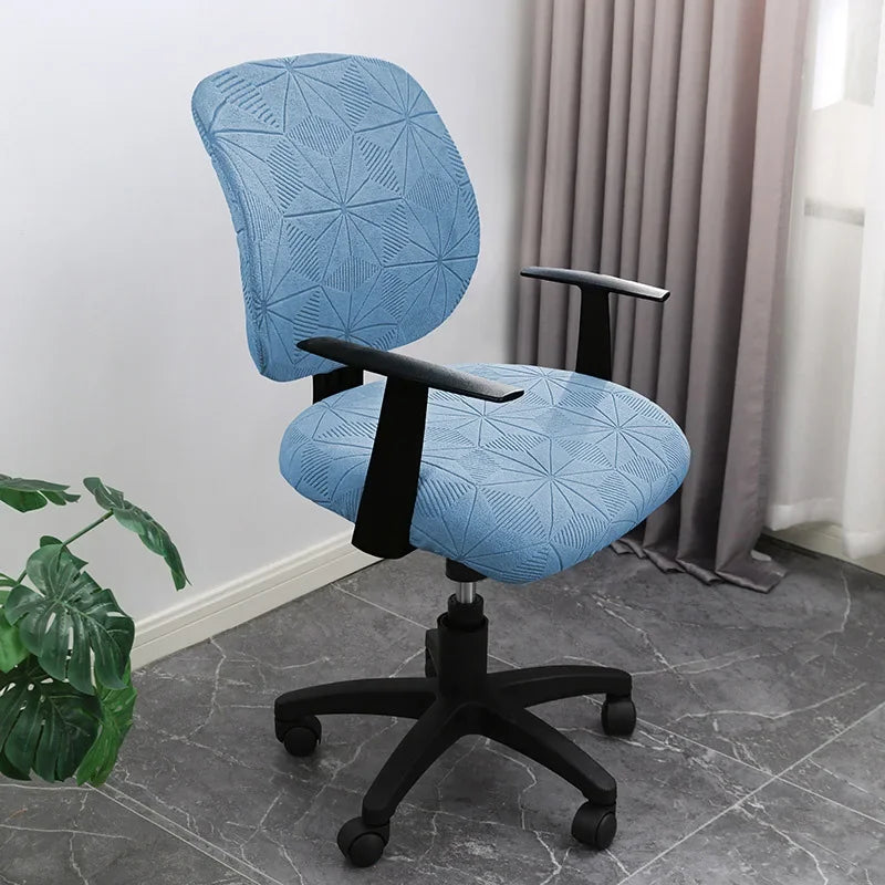 housse chaise moderne polyester motif géométrique bleu gris orange