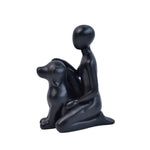 statue chien animal compagnie moderne résine polie gris granulé décoration