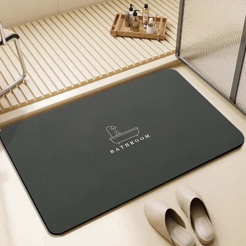 tapis bain noir imperméable anti dérapant facile nettoyer moderne entrée salle bain