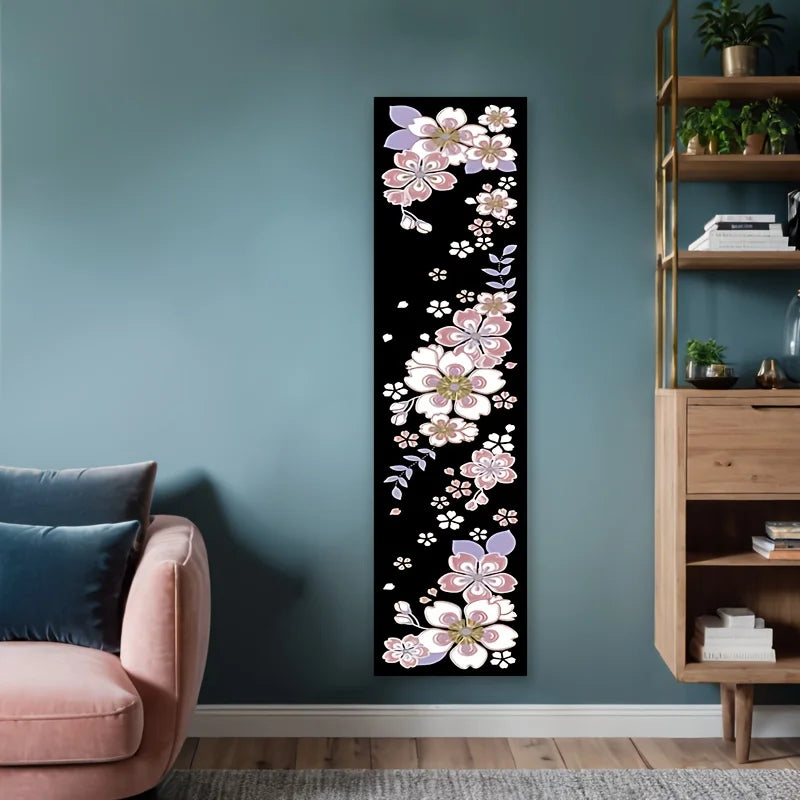 tableau mural moderne fleurs stylisées rose noir chambre salon decoration polyestère opaque