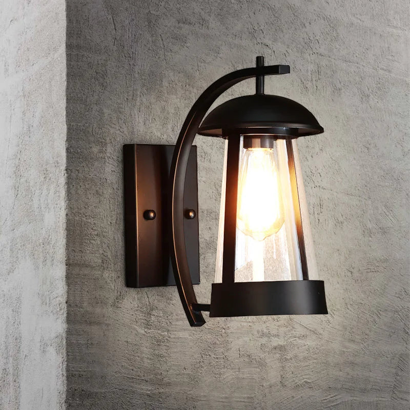 lampe murale moderne aluminium noir transparent éclairage extérieur contemporain fixée verre borosilicaté led