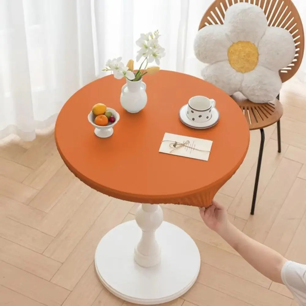 housse table moderne orange gris 60cm 80cm polyester réutilisable été
