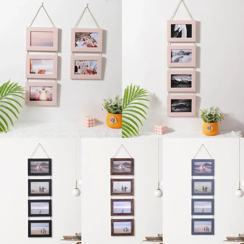 Cadres mural vintage multi compartiments corde texture grunge blanc noir roseclair bleumarin
