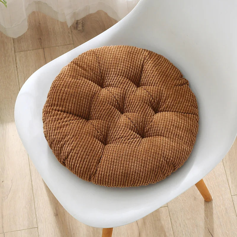 coussin chaise rond velours côtelé rose doux assise sol tabouret