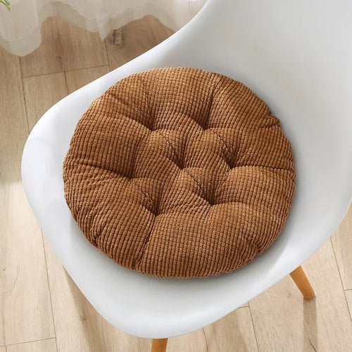 coussin chaise rond velours côtelé rose doux assise sol tabouret