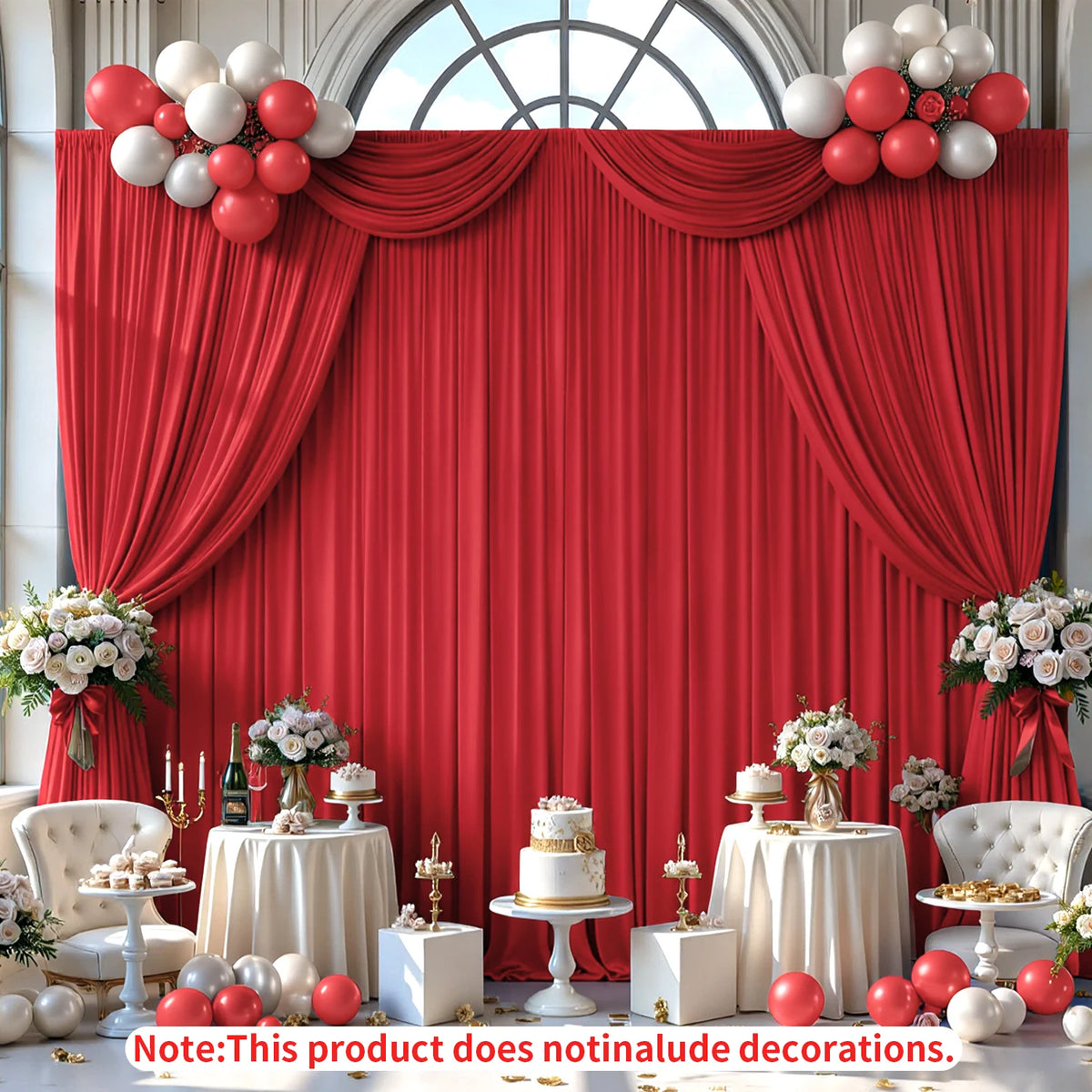 rideau fond scène blanc rose rouge moderne panneaux poignées 5ft 10ft opaques