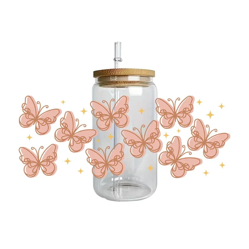 autocollants papillons fleurs tasse imperméable adhésif floral transparent amerique bricolage