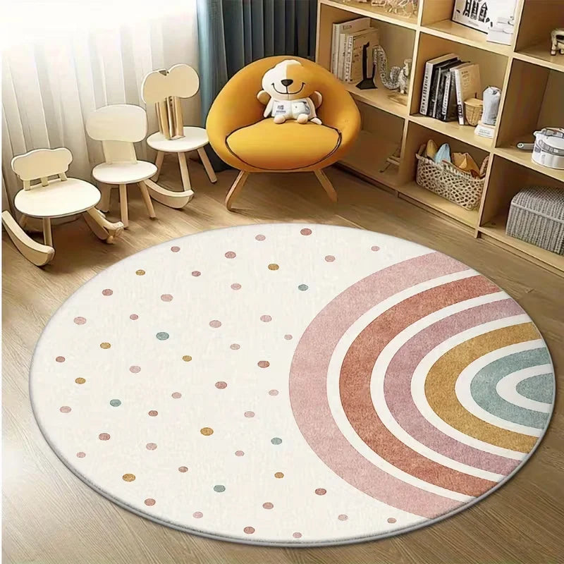 tapis moderne coloré pois arc ciel chambre salon couloir enfant nuages étoiles géométrique polyester
