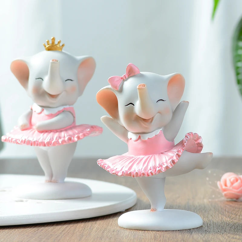 figurines éléphants résine rose blanche adorable décorative enfantine accessoire chambre