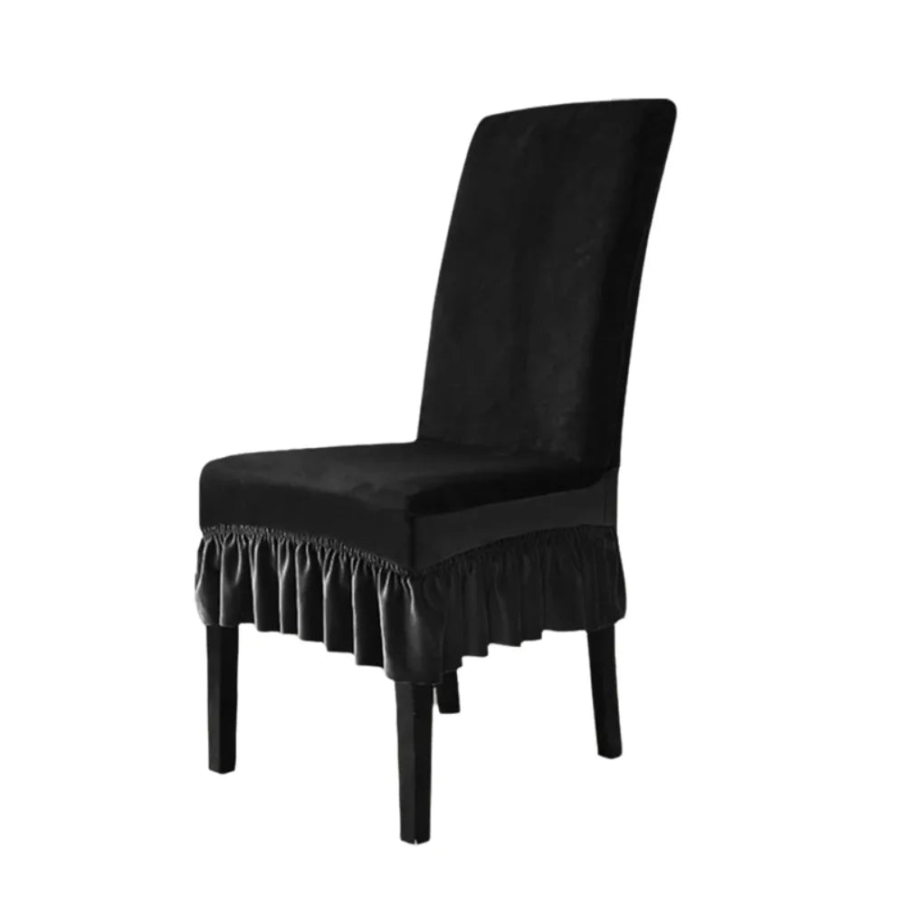 Housse chaise velours coton polyester noir gris classique anti poussière mariage banquete
