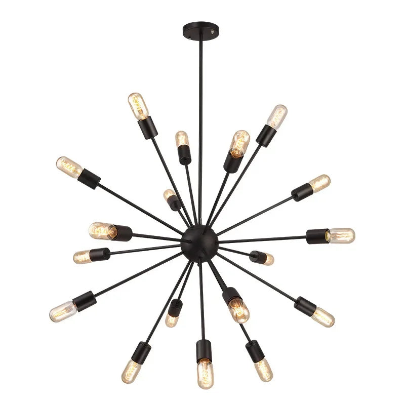 chandelier industriel or noir têtes éclairage salon chambre moderne