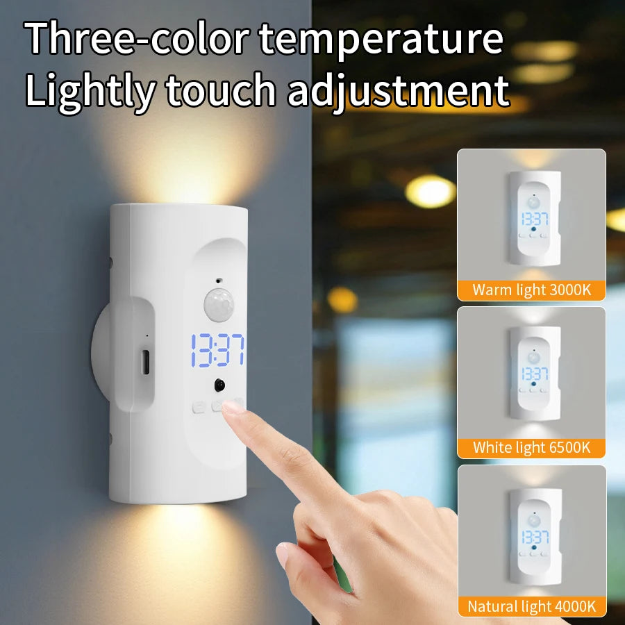 lampe murale led tactile blanc moderne affichage numérique port usb