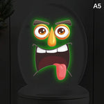 stickers toilette visage souriant yeux grands ouverts adhésifs amovibles cartoona lumineux salle bain bleu