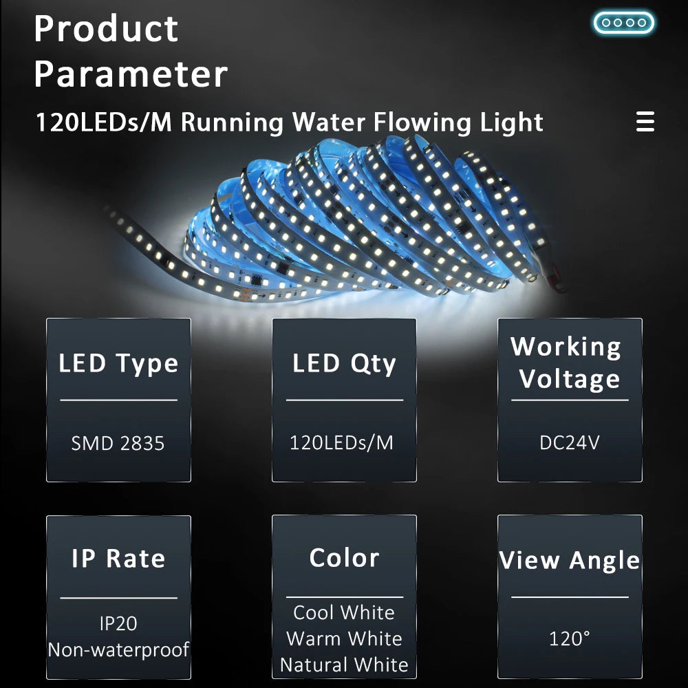 ruban led blanc 3000k 4000k 6000k 24v smd 120leds sensor pirlumière moderne 50000h