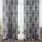 rideau voilage gris foncé motifs floraux translucide bohème chic vintage chambre coucher