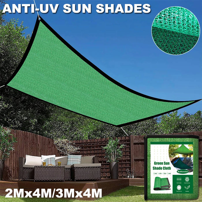 Voile d'ombrage rectangulaire blanche installée sur un patio