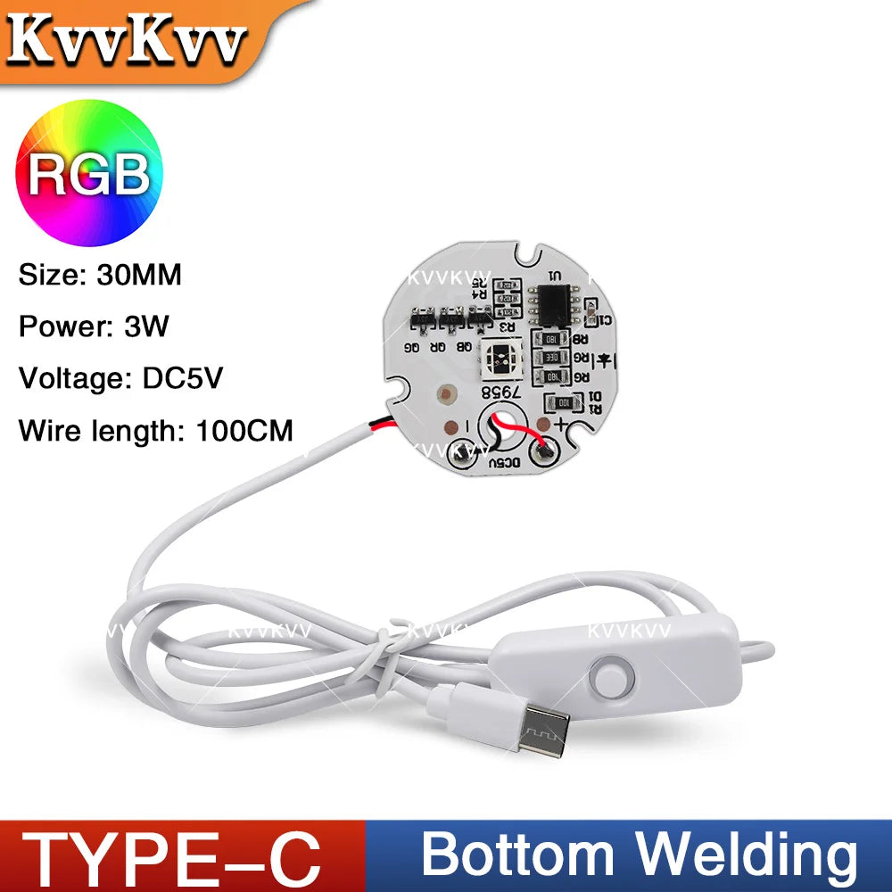 module lumineux led blanc circulaire facial welding câble usb type tactile 3w 5v