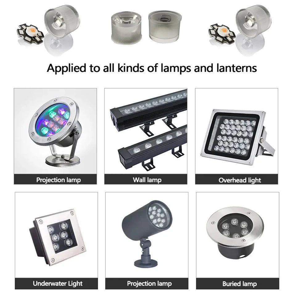 lentille led transparente moderne adhésive 1w 3w 5w 10pièces différentesangles hautepuissance